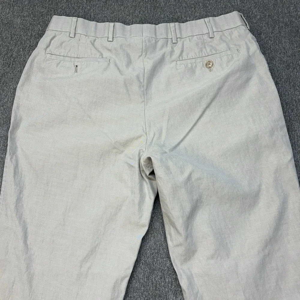 Brooks Brothers 1818 Fitzgerald Linen Blend Pants Mens‎ 35X27 Tessuti di Sondrio